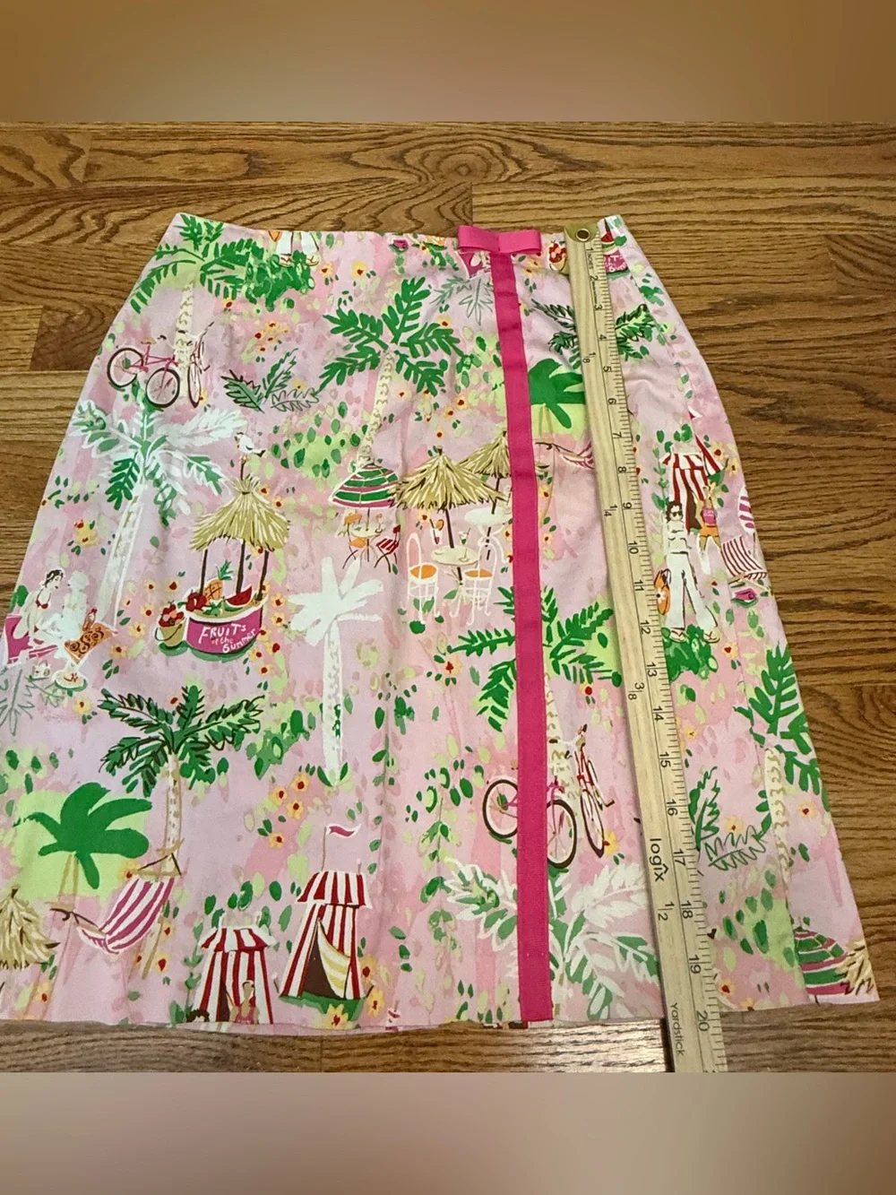 Vtg Bamboo Traders Skirt 6 Pink Tropical Novelty Fruit Preppy Whimsical Y2K